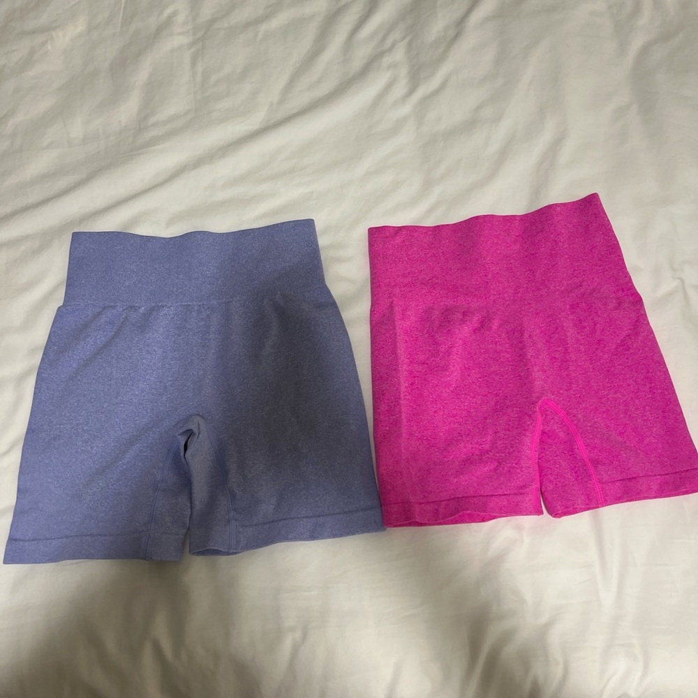 Light purple and hot pink seamless biker shorts